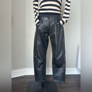 Like New! rag & bone The Dre Leather Straight Leg Boyfriend Pants Black Sz 25